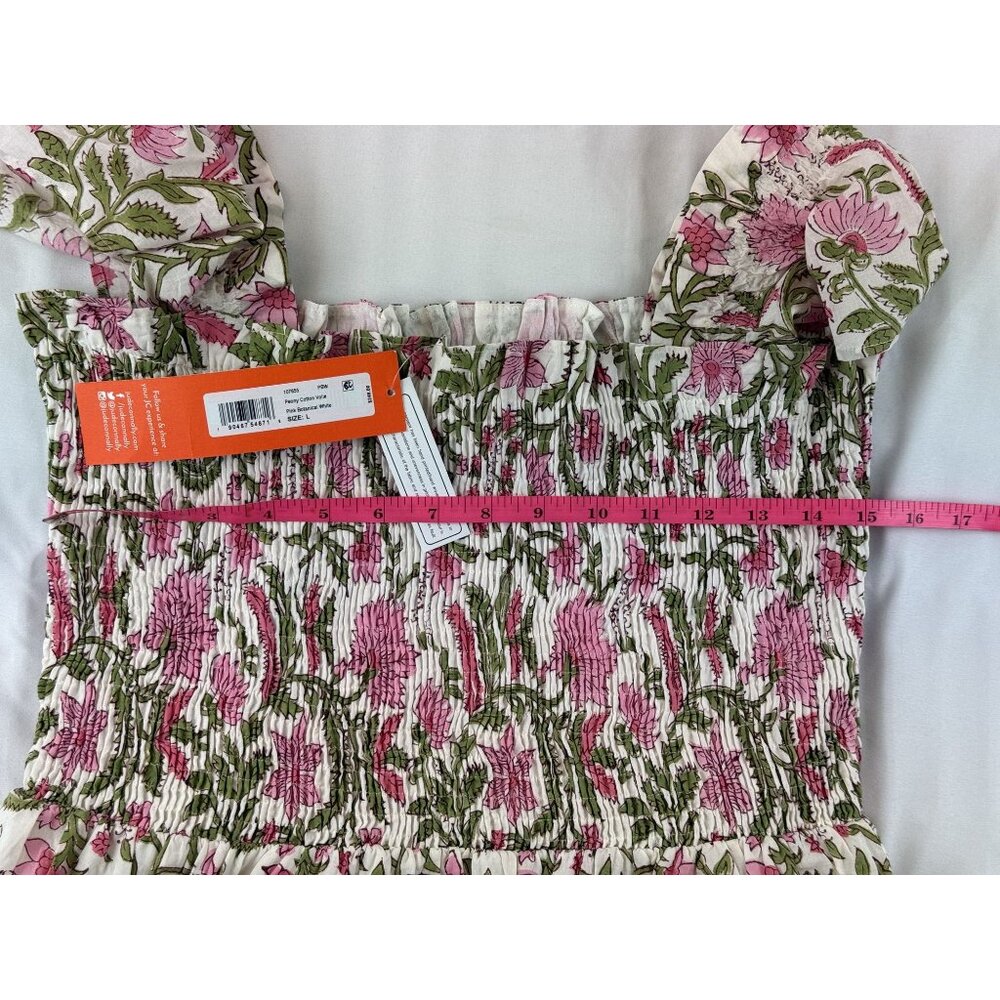 NWT Jude Connally Peony Cotton Voile Dress in Pink Botanical White Large $248 - Picture 10 of 11